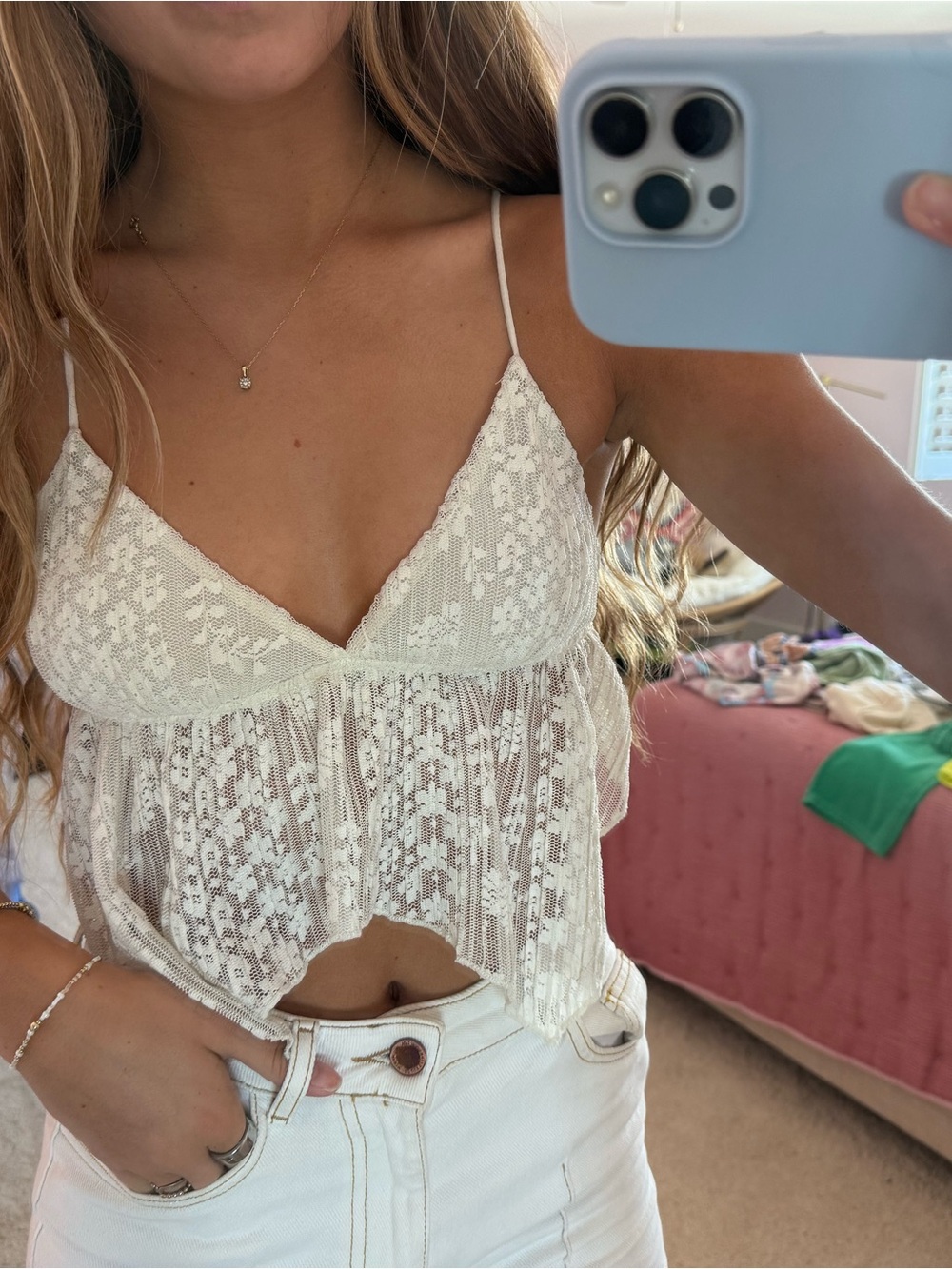 Urban outfitters Women’s Lace Cropped Camisole Top - White
